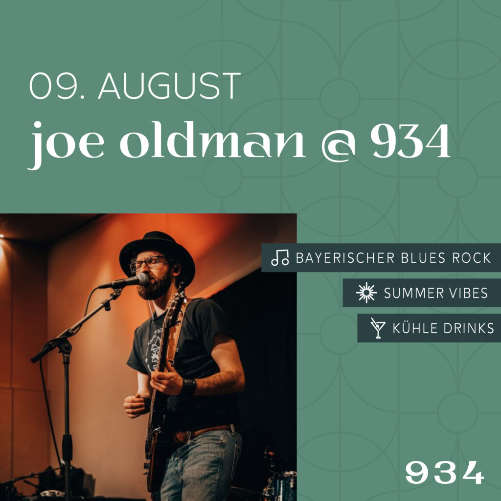 Bewerbung des Musikers Joe Olman in der 934 Beachbar in Cham am 09. August